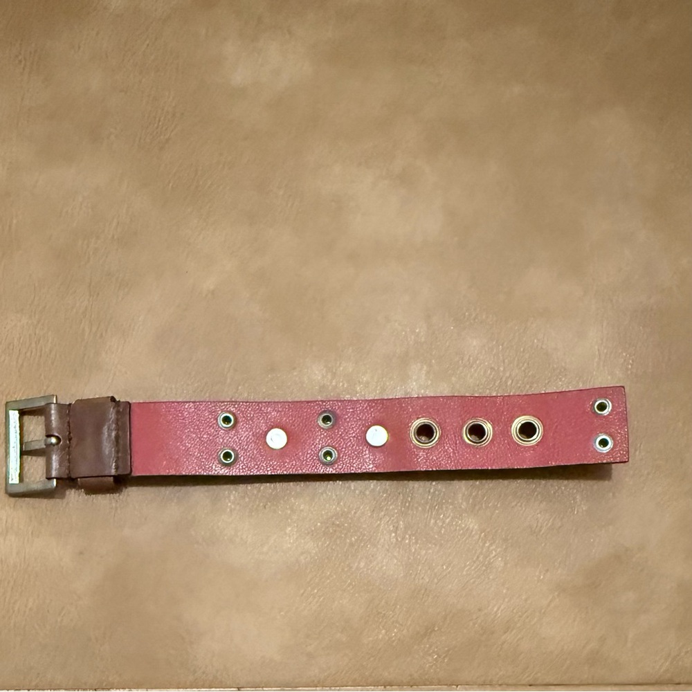 Vintage Prada Brown Leather Cuff with Gold and Silver Studs - Picture 4 of 8